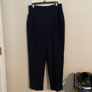 Lauren Ralph Lauren Wool Navy Pleated Cuffed Trouser Pants Size 14P
